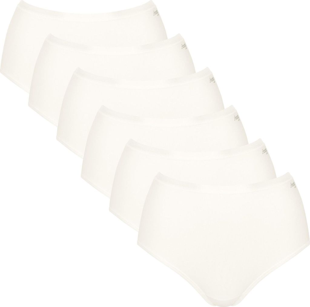 Sloggi Damen Highwaist-Slips, 6er Pack - GO Daily Baumwolle Highwaist 6P, Unterhose, Stretch-Baumwolle Weiß L
