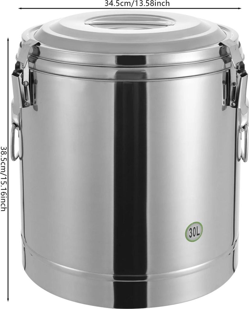 Isolierter Suppen-Thermobehälter - 30 L Transporttopf - Edelstahl 304/201 - 12 h Warmhaltezeit - Rund - Für Großküche/Catering - Rot