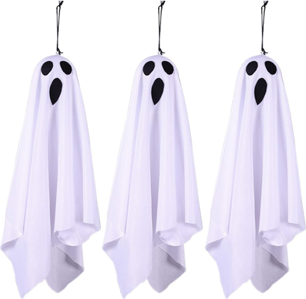 Stück Halloween-Geister zum Aufhängen, 49,4 cm, LED-Beleuchtung, für den Außenbereich, fliegender weißer Geist für Vorgarten, Terrasse, Rasen...