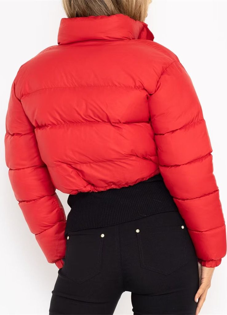 ASKSA Damen Puffer Jacke Kurz Stehkragen Gesteppte Cropped Produktbild 4
