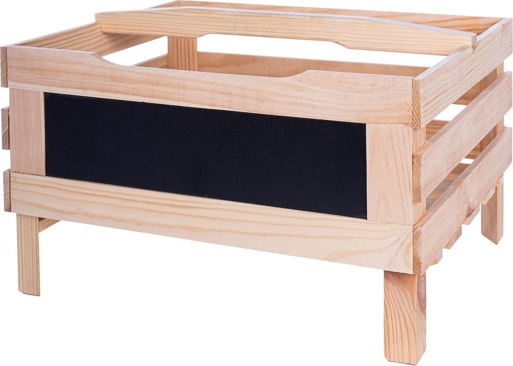 BooGardi Obstkiste Holz mit Kreidetafel · stapelbar · Aufbewahrungskiste mit Griff · Holzkiste · Transportkiste