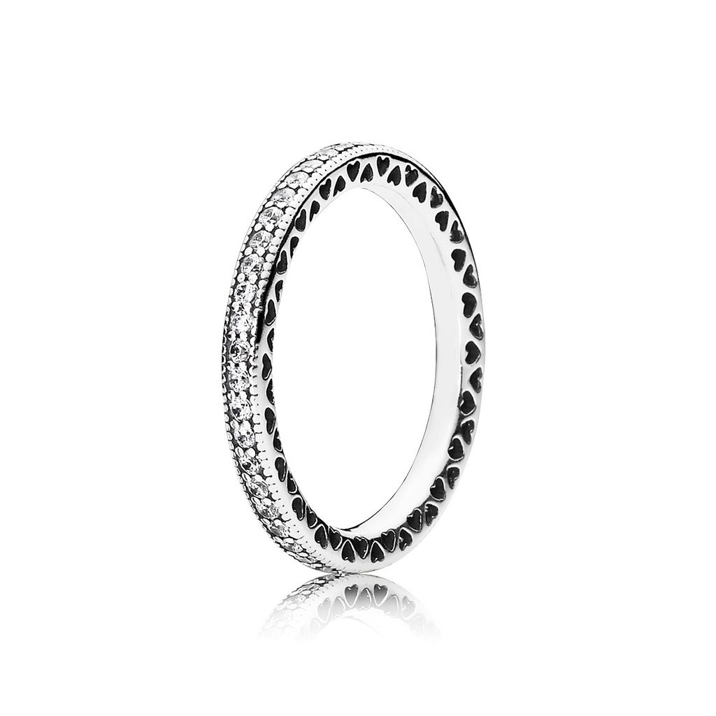 Pandora Sparkle & Hearts Ring 190963CZ Damenring, Ringgröße:52