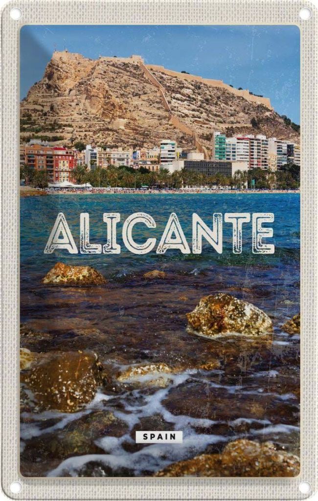 vianmo Blechschild 18x12 cm Aligante Spain Spanien Meer Bildmotiv Reisemotiv Abenteuer Reisen Urlaub