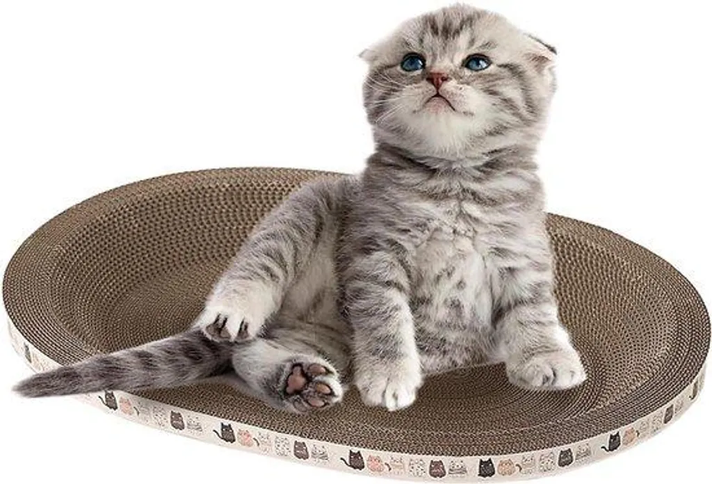 Panier griffoir ovale pour chat, lit en carton durable et ergonomique