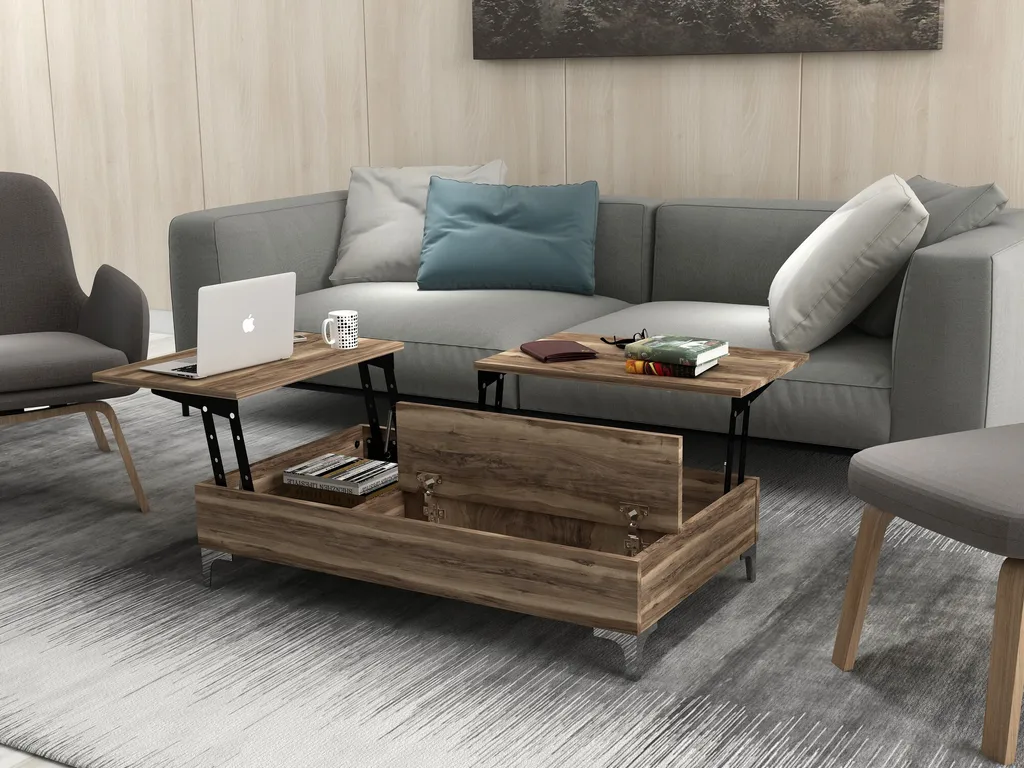 Table Basse Esinti Noyer 121cm : Gagnez en Espace et Style dans le Salon