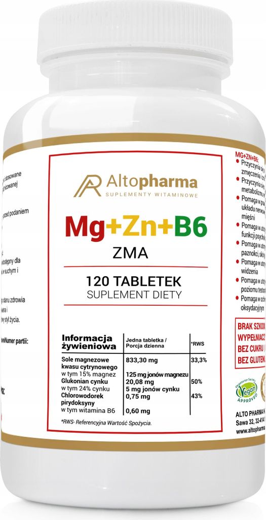 Altopharma Mg+Zn+B6 Magnesium Zink Vitamin B 120 Tabletten