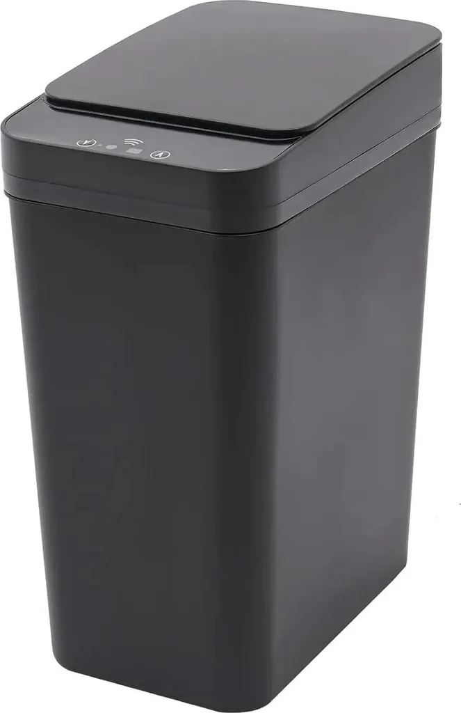Poubelle intelligente 12L en ABS noir avec ouverture automatique luxe