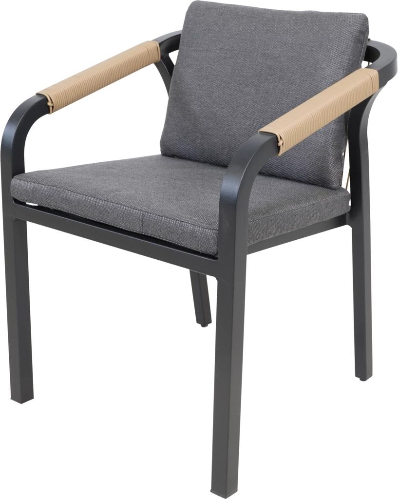 Stapelstuhl - Schwarz - Aluminium - Seilmotiv - 58x60x75 cm