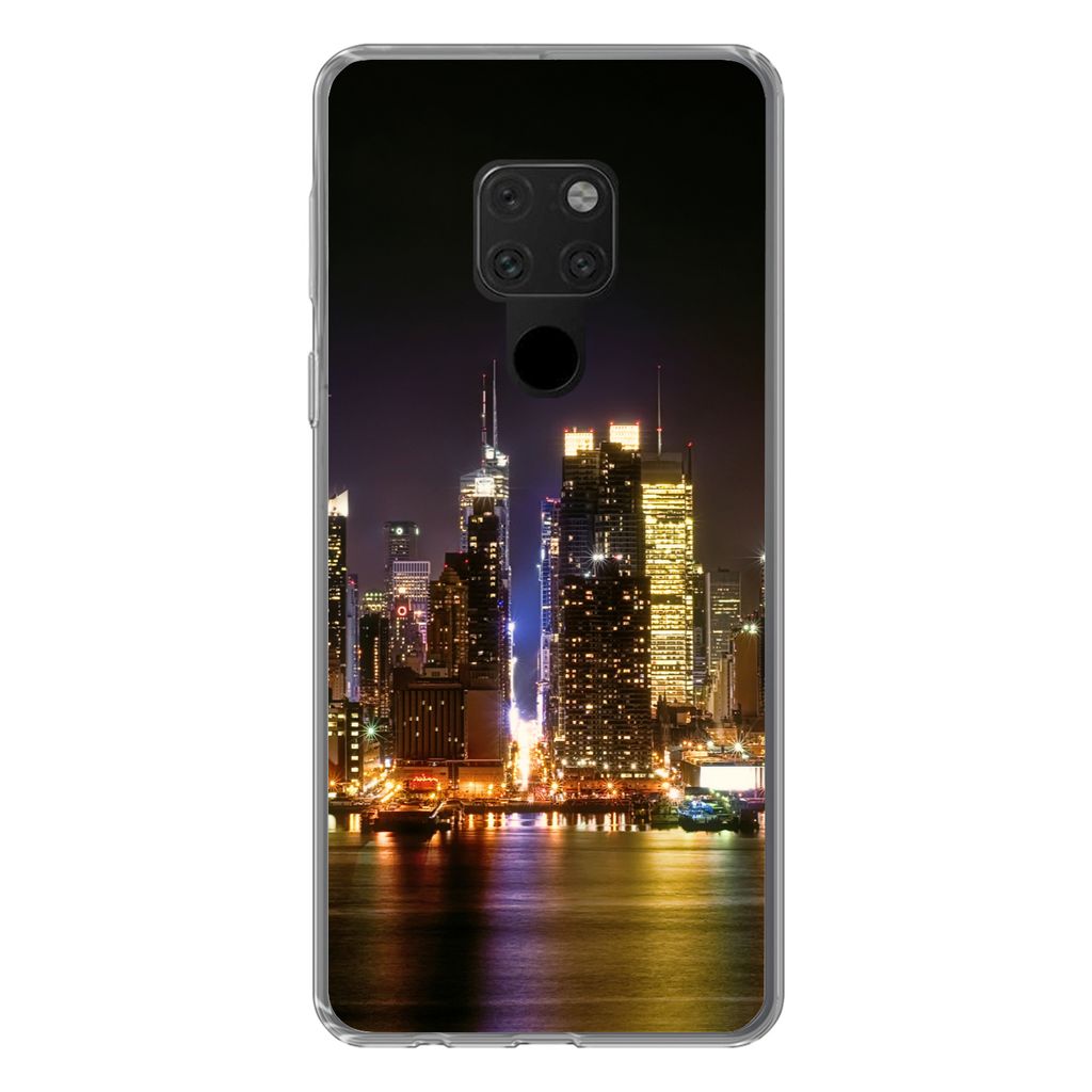 MuchoWow Handyhülle Schutzhülle Hülle für Huawei P40 Lite New York - Skyline - Farben Silikon Softcase Handy Hülle - Handy