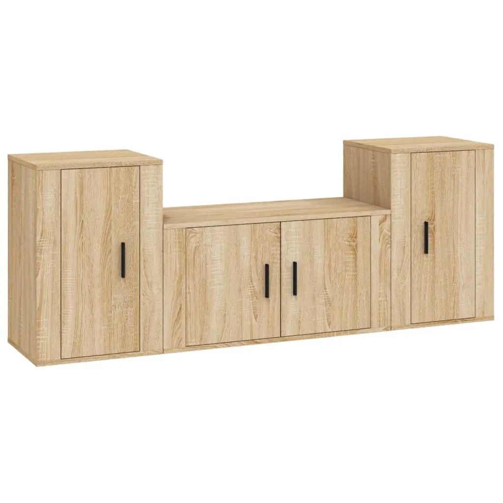 vidaXL Set Mobili TV 3 Pezzi Rovere Sonoma - Arredo Soggiorno Moderno