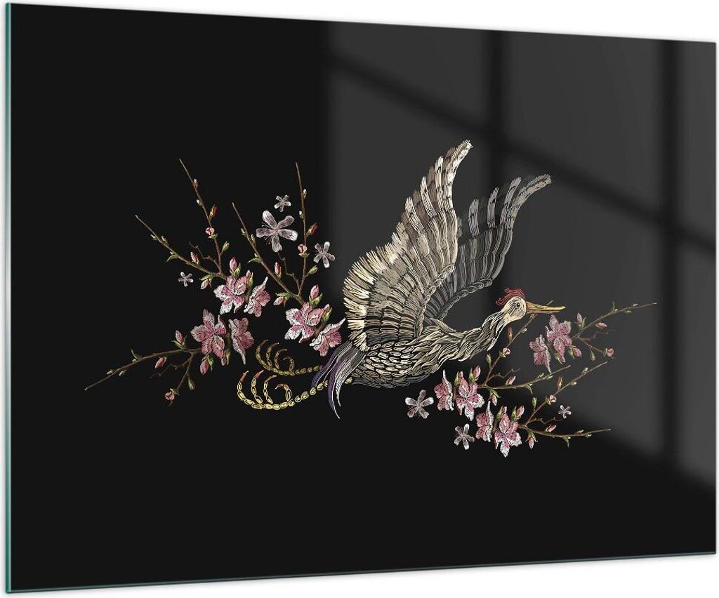 Bilder auf glas - Einteilig - Asiatisch Vogel Blumen - Produktbild 