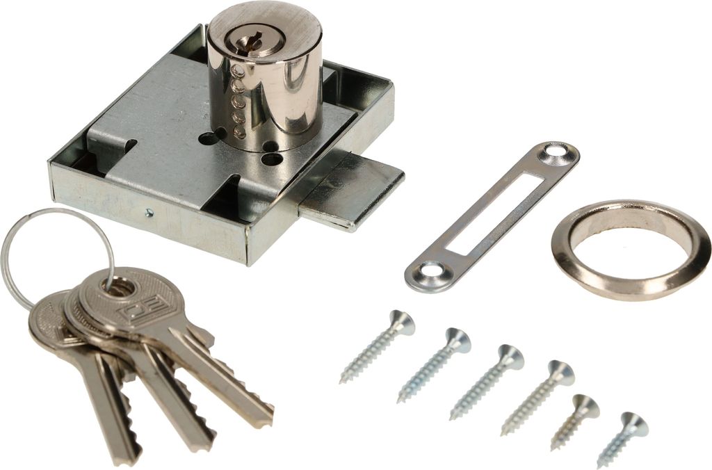 KOTARBAU Möbelschloss 45x56 mm Aufschraubschloss rechts mit 3 Schlüsseln Zylinder-Möbelschloss Schrankschloss Schloss Schubladenschloss