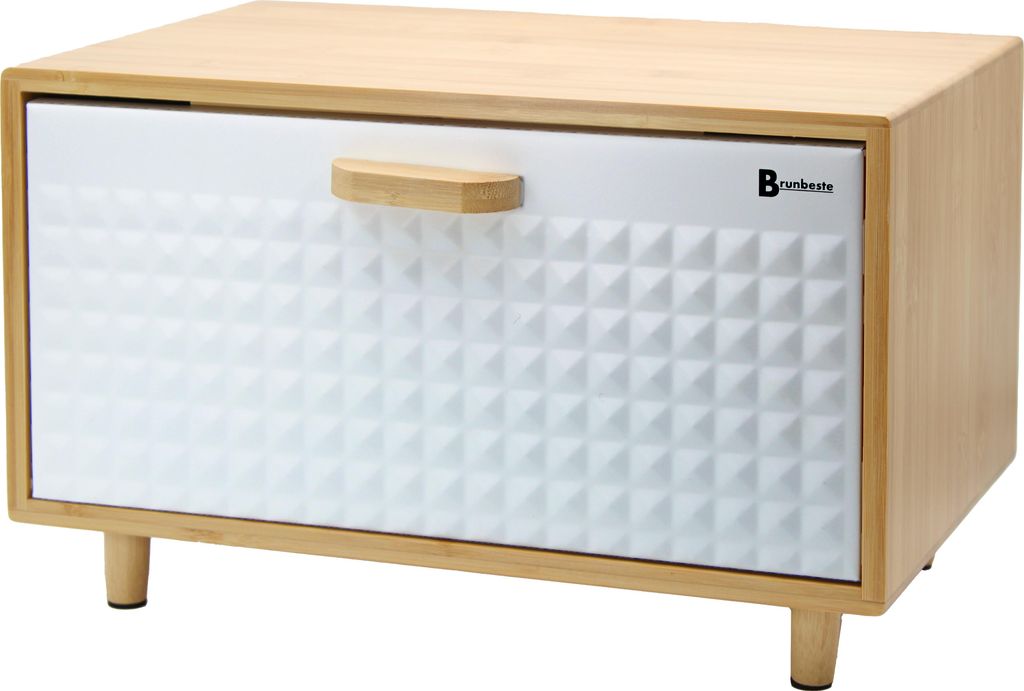 BRUNBESTE BB-4251 Bambus-Brotkasten – Weiß – 35,5 x 20 x 21,5 cm – Matte Oberfläche