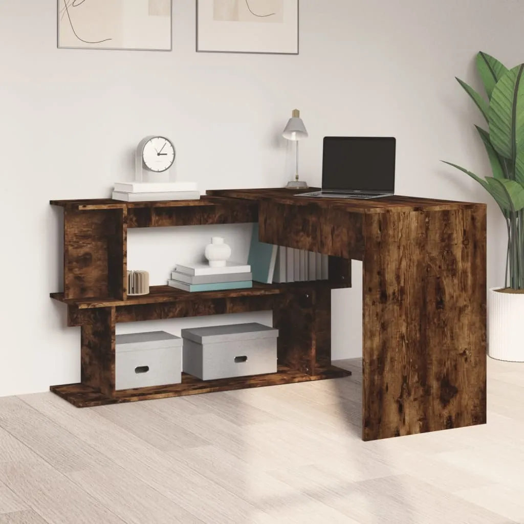 vidaXL Scrivania ad angolo in rovere affumicato 200x50x76 cm in legno - Scrivania ad angolo - Scrivania - Scrivania per ufficio - 3