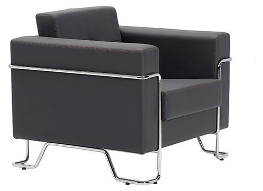 Sessel 1 Sitzer Stoff Couch Design Couch Leder Polster Textil Modern Schwarz