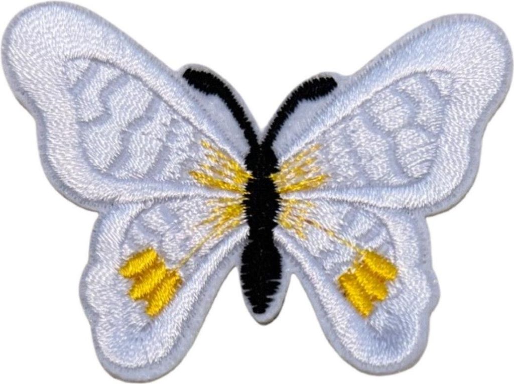 Weißer Schmetterlings-Emblem-Aufnäher zum Aufbügeln