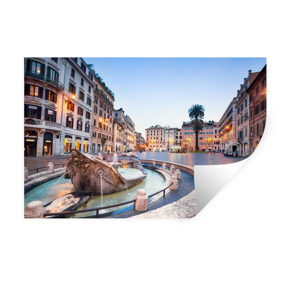 MuchoWow Wandtattoo Wandsticker Wandaufkleber Springbrunnen - Rom - Platz 120x80 cm Selbstklebend und Repositionierbar - Selbstklebend - Fototapeten