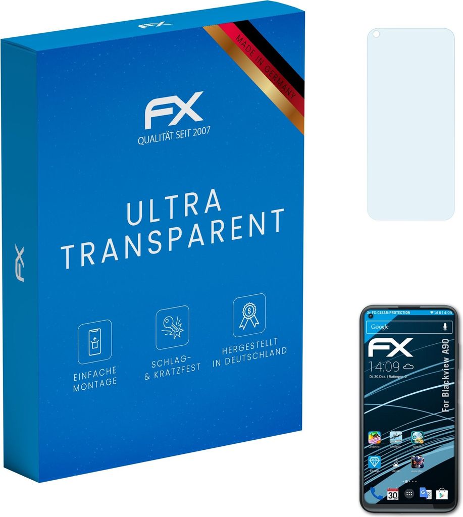 atFoliX FX-Clear 3x Schutzfolie kompatibel mit Blackview A90 Displayschutzfolie