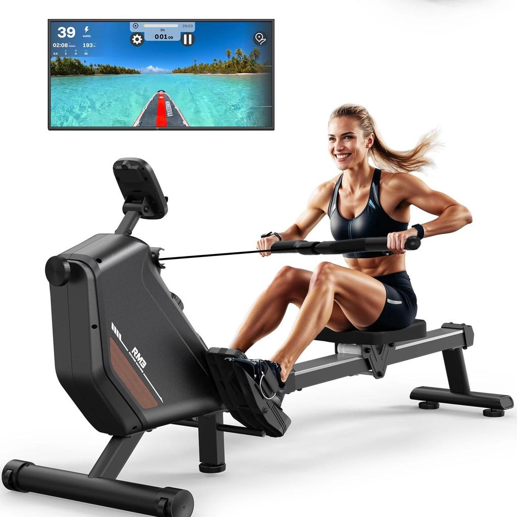 RM3 - Rudergerät - Magnetwiderstand 300 N - 16 Stufen - Bluetooth - Display - max. 150 kg - Nicht klappbar - Schwarz