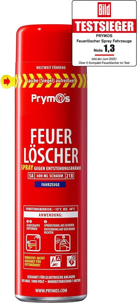 Prymos Feuerlöscher-Spray Fahrzeuge 5A/21B, Neutral, 600 ml