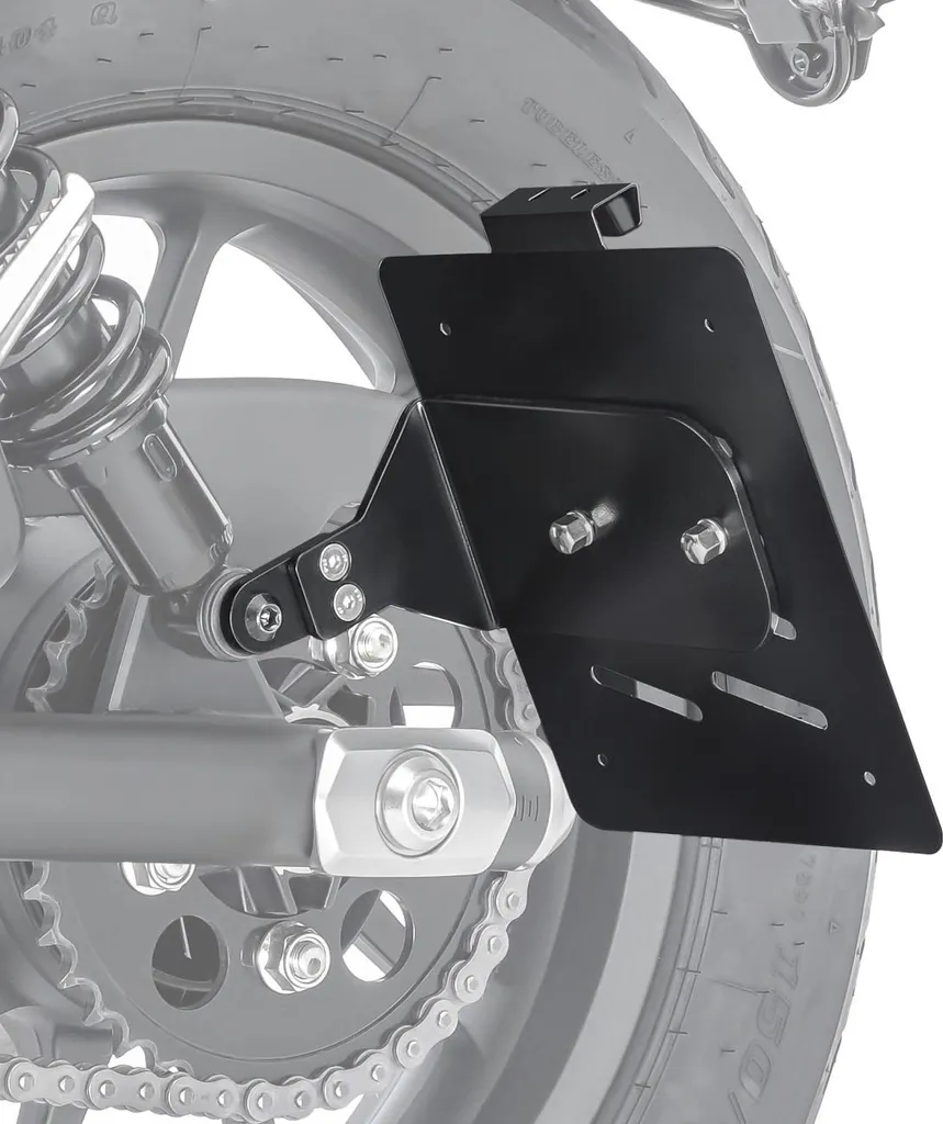 Support de plaque latéral en acier noir pour moto Chopper et Cruiser LH3