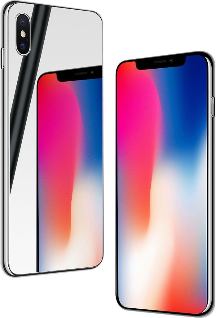 NALIA Spiegel Hart Glas Hülle für iPhone X / XS, Mirror Case 9H Tempered Glass Silber