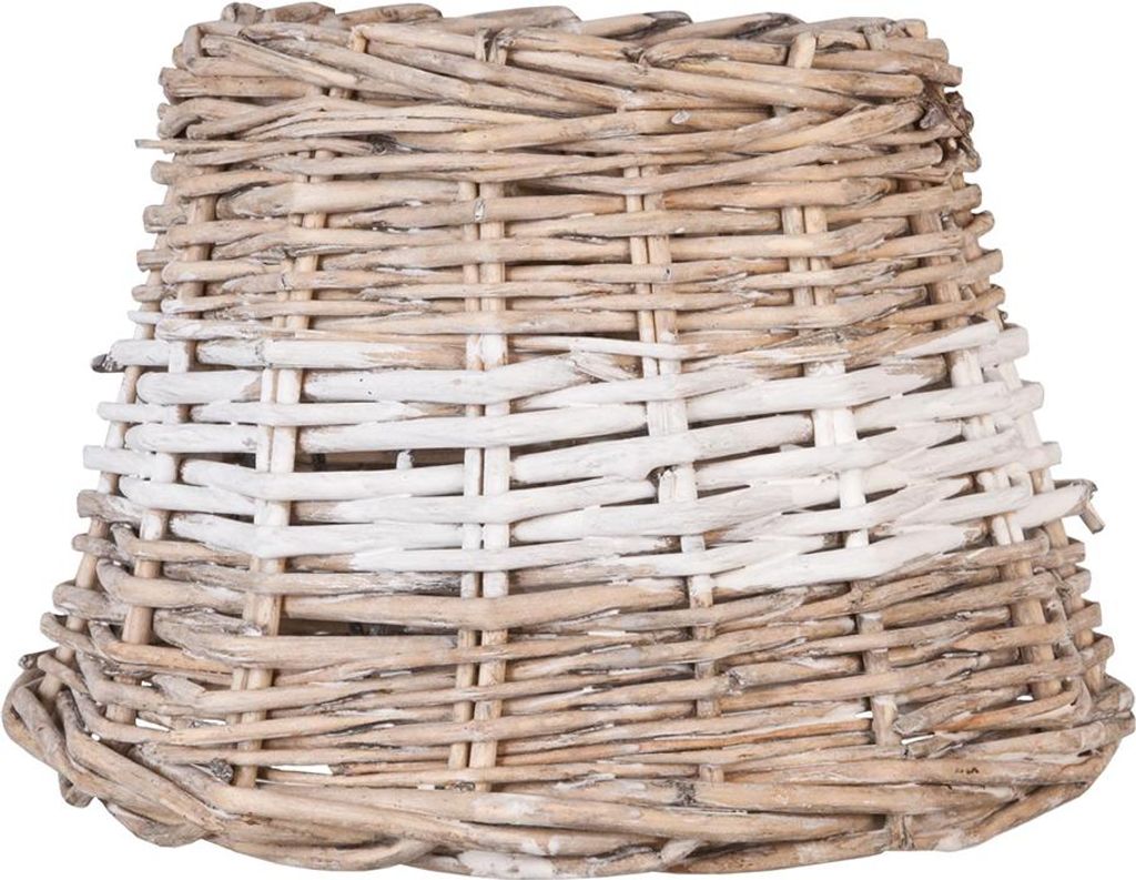 Clayre & Eef Lampenschirm Ø 23x17 cm Beige Rattan Streifen Produktbild 