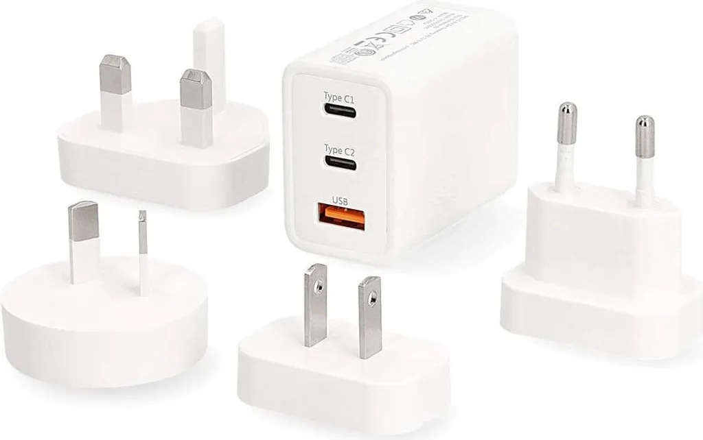 Adaptateur de voyage universel 65W blanc, bloc de charge rapide GaN USB