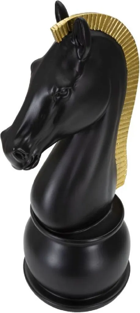 Objet Déco Échecs Cavalier 50 cm Noir Or pour Salon et Bureau Chic - 4