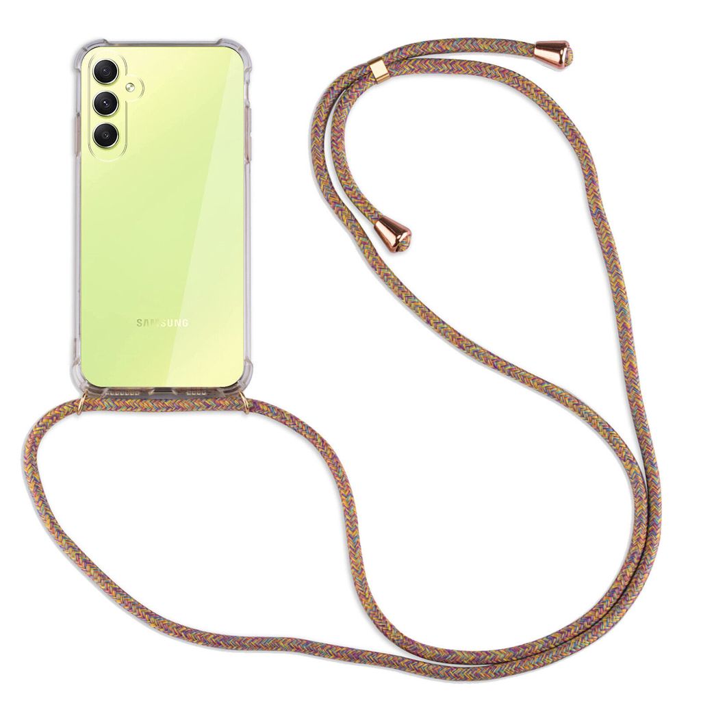 A phone case with a lanyard is displayed against a white background.