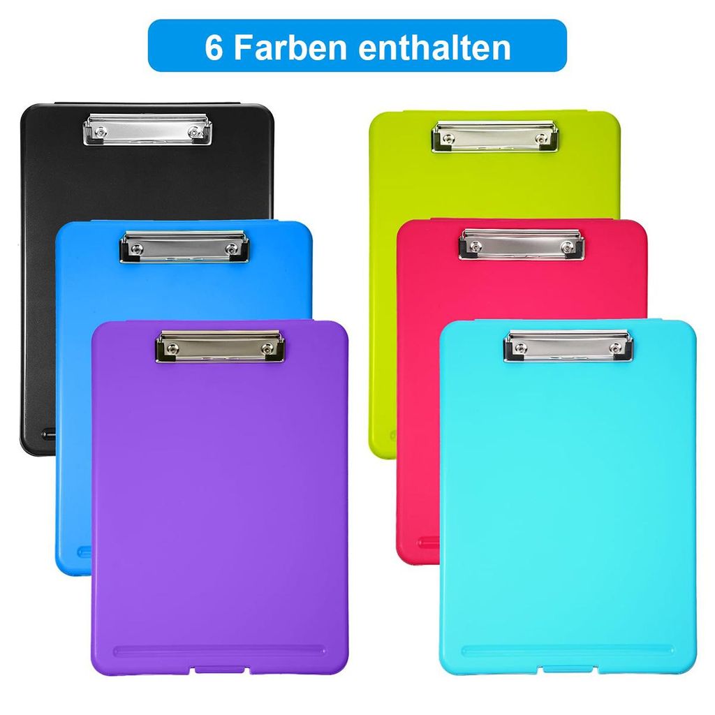 6pcs Aufbewahrungs-Klemmbretter, robuste Kunststoff-Clipboard-Box mit Fächern und Metallclip, ideal für Pflegekräfte, Lehrer, Schüler und Büro...