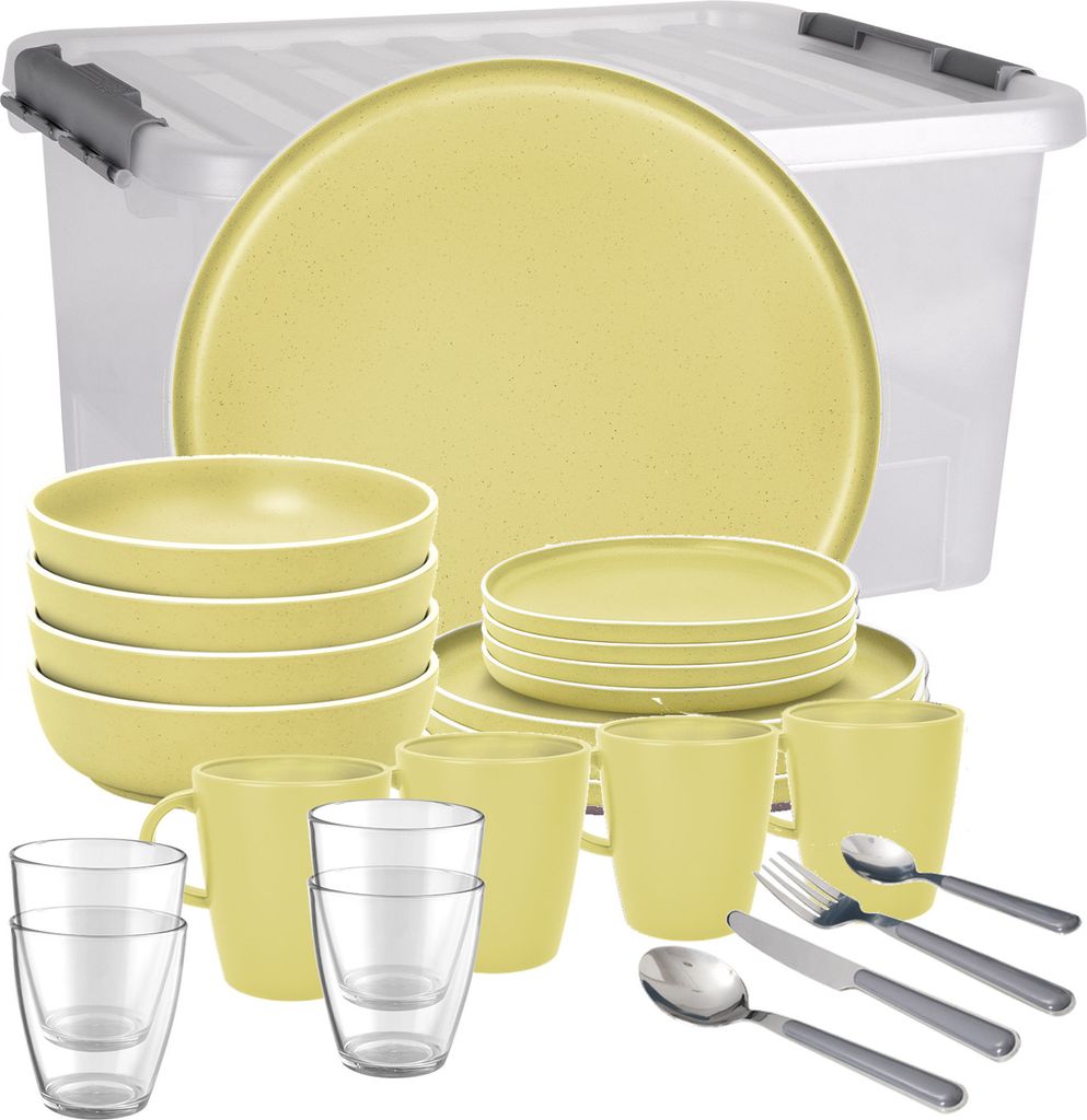 BRUNNER Camping Geschirr Set 4 Personen | Anti-Slip | All Inclusive DOLOMIT, 36-tlg.