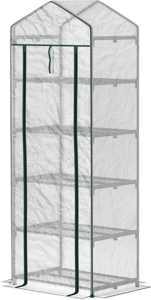 Mini-Gewächshaus für Blumen oder Gemüse, Stahl, Kunststoff, 69L x 49B x 193H cm, Weiß