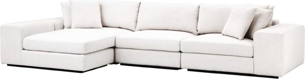 Casa Padrino Luxus Wohnzimmer Ecksofa Weiß / Schwarz 380 x 200 x H. 90 cm - Luxus Möbel