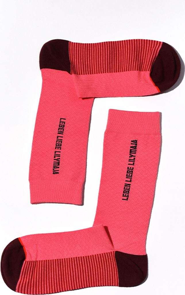 MEGAGROUP 1 Paar Casual Socken Gr. 40-44 dunkelrot, pink und rot