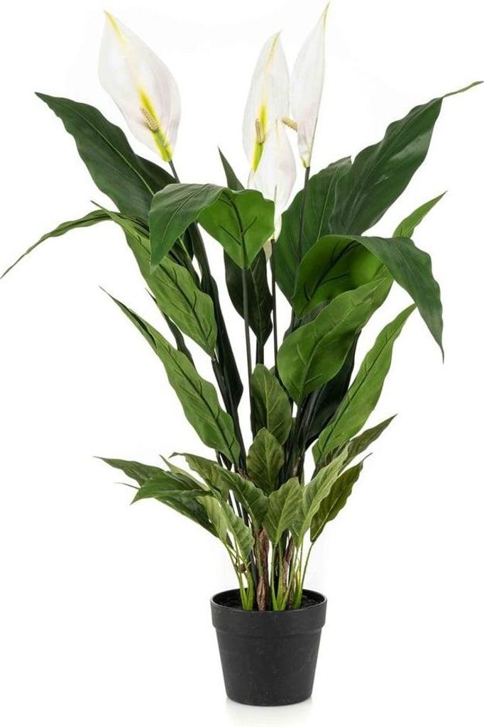 artplants.de Künstliches Einblatt RANIESO, Dekotopf, Blüten, weiß, 90cm - Kunst Spathiphyllum