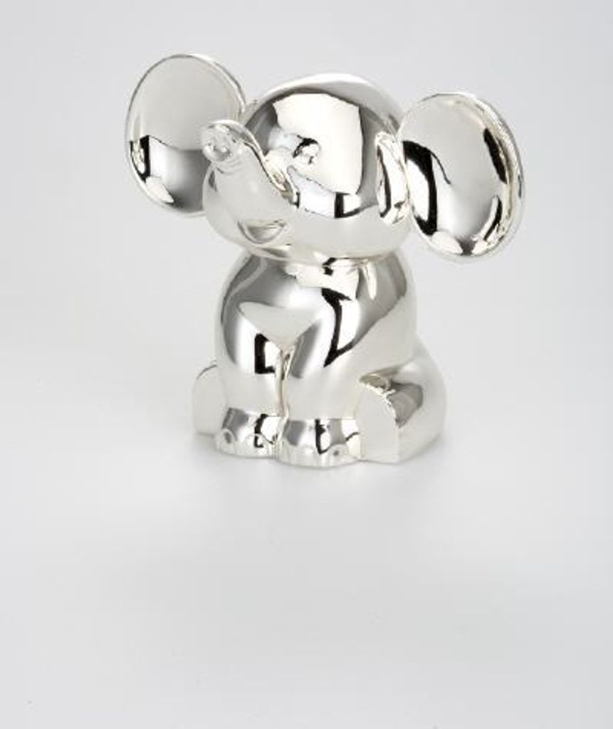 Spardose Elefant mit großen Ohren 10,5 x 8,5 cm Höhe 9,0 cm versilbert Anlaufgeschützt