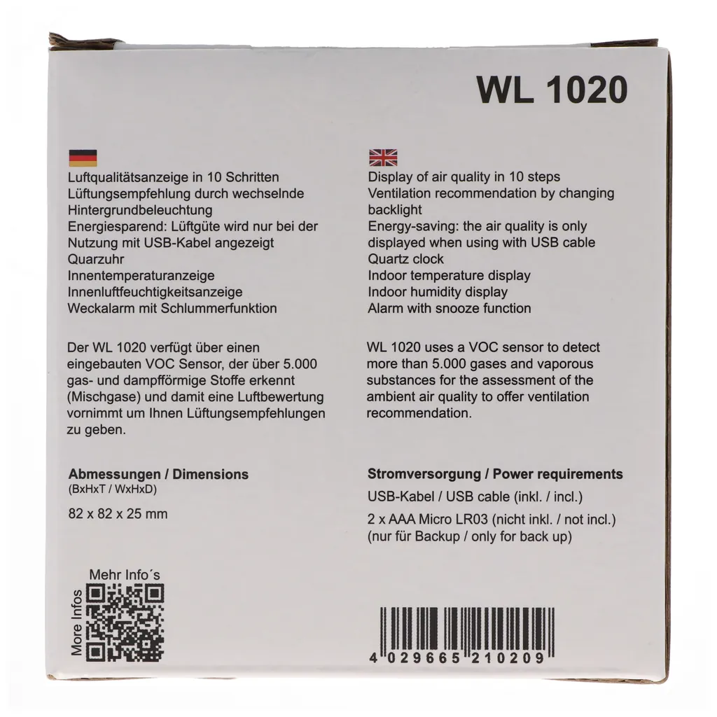 Moniteur d'Air WL 1020 Technoline avec Écran LCD et Alarme de Ventilation - 9