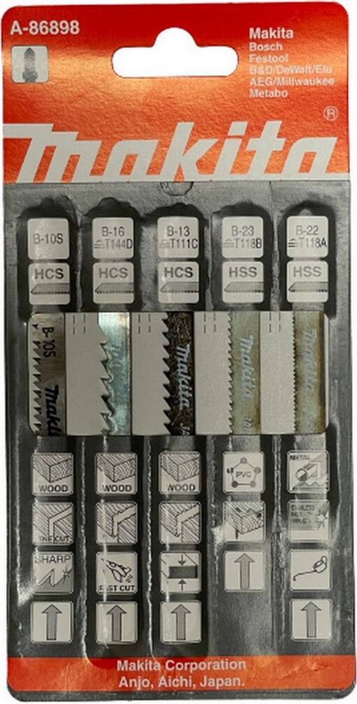Makita Jeu de lames de scie sauteuse A-86898 5pcs. Image du produit 