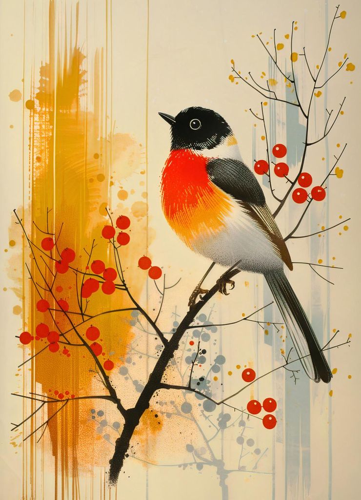 Plakat 13x18cm Herbst-Rotkehlchen