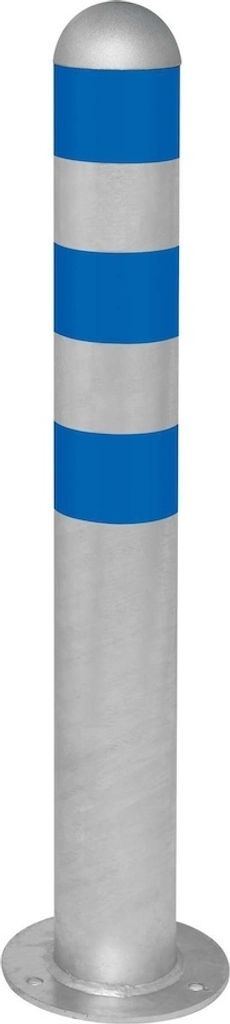 PROREGAL Rammschutzpoller CITY aus Stahl mit blauen Reflexstreifen | Ladesäulen-Schutz zum Aufdübeln | HxØ 80x10,8cm | Materialstärke 2,9mm | F...