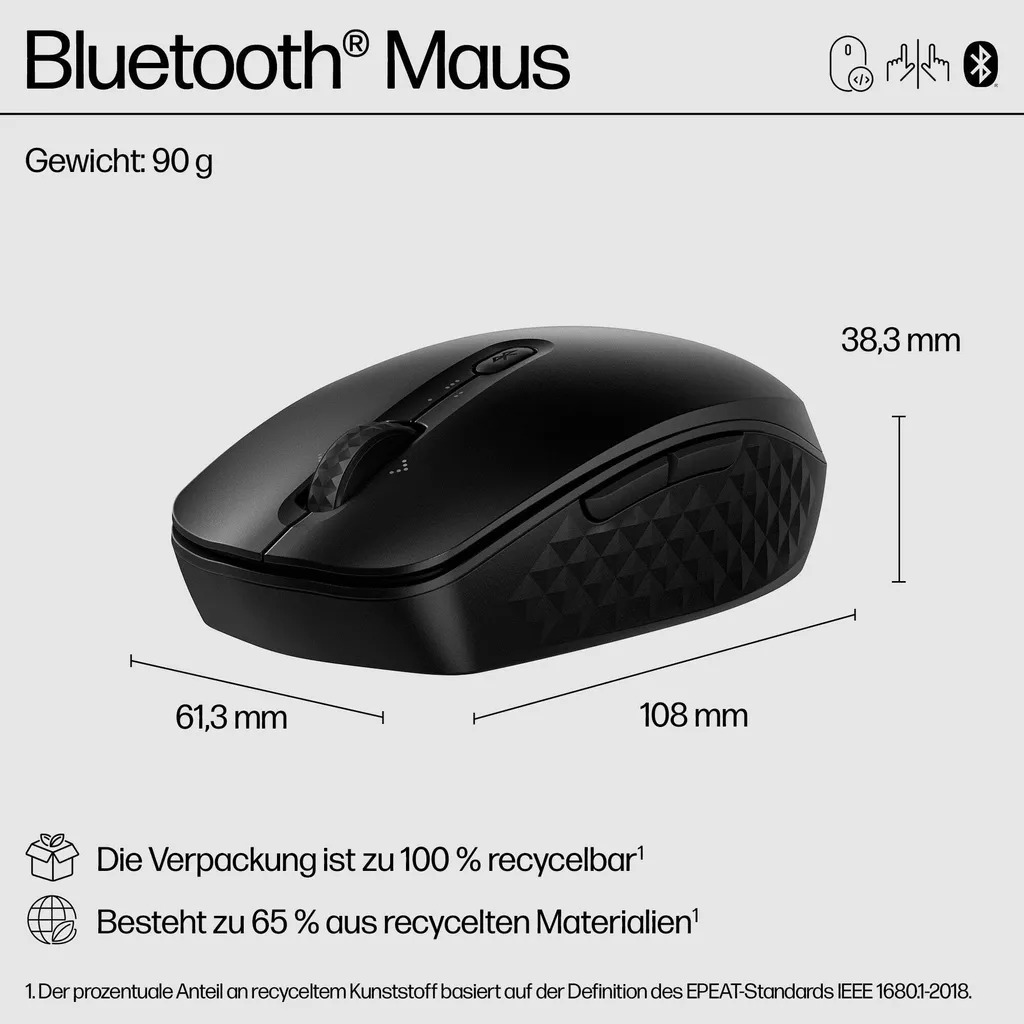 Souris pour télétravail HP 425 programmable sans fil Bluetooth noire - 7B - 9