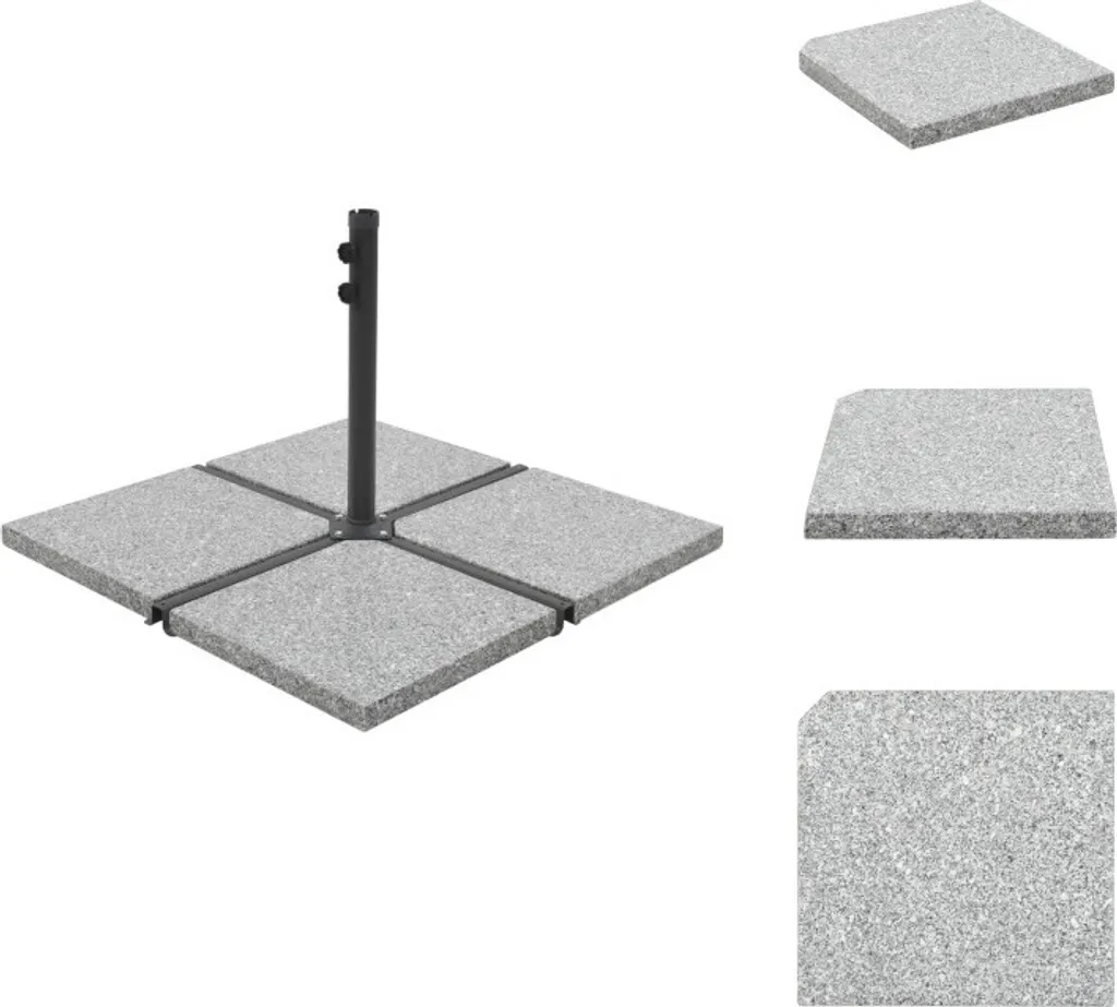 Base Ombrellone 25kg Granito vidaXL Quadrata Grigia - Massima Tenuta