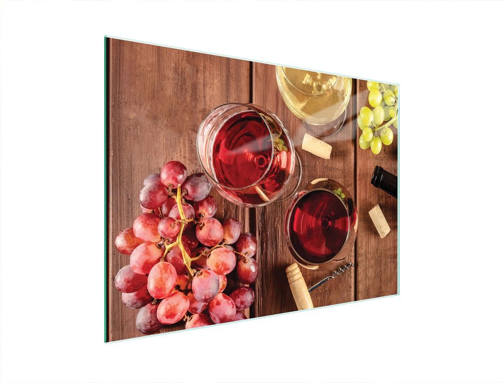 Glasschneidebrett Herdschutzplatte 40x30 cm aus gehärtetem Glas, Wein, rutschfeste Silikonfüße