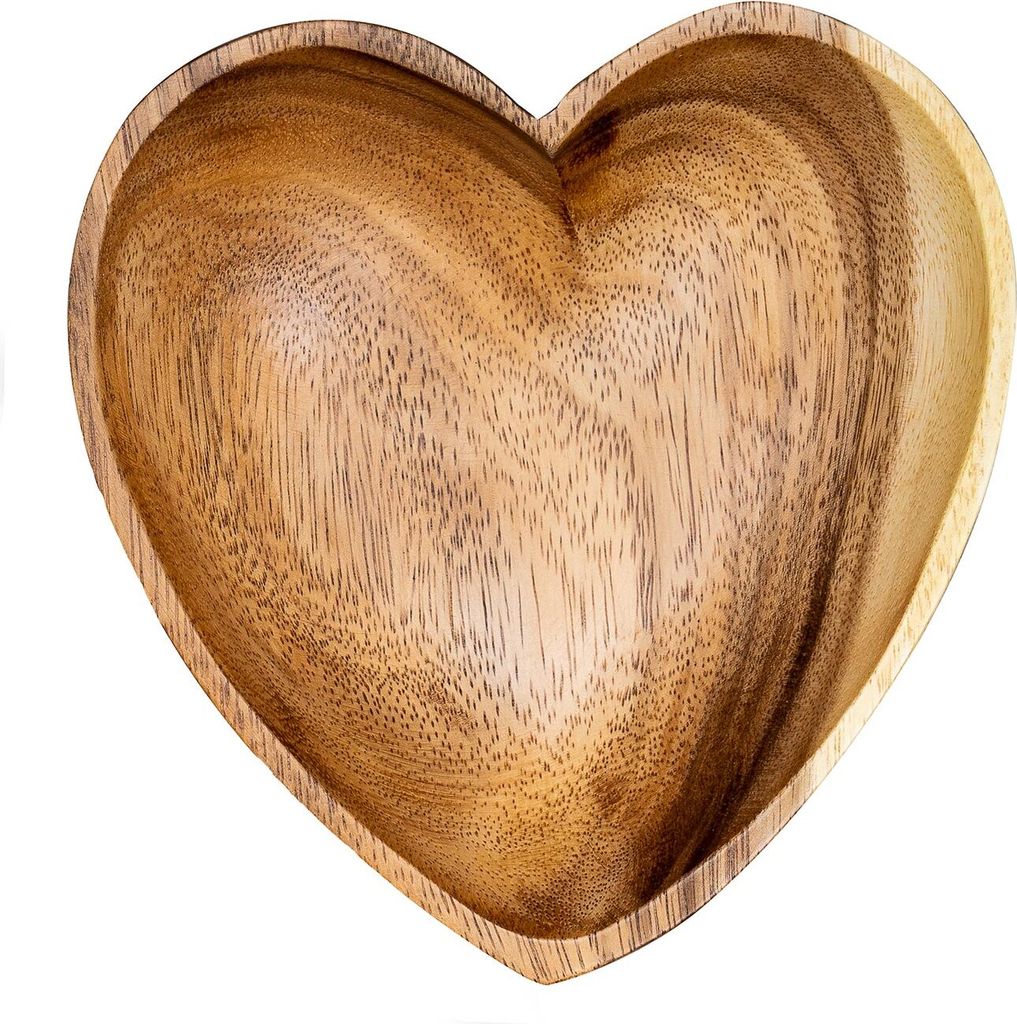 Schüssel Akazie 15x4cm Herz Holz Design Schale Obstschale Obstkorb Brotkorb