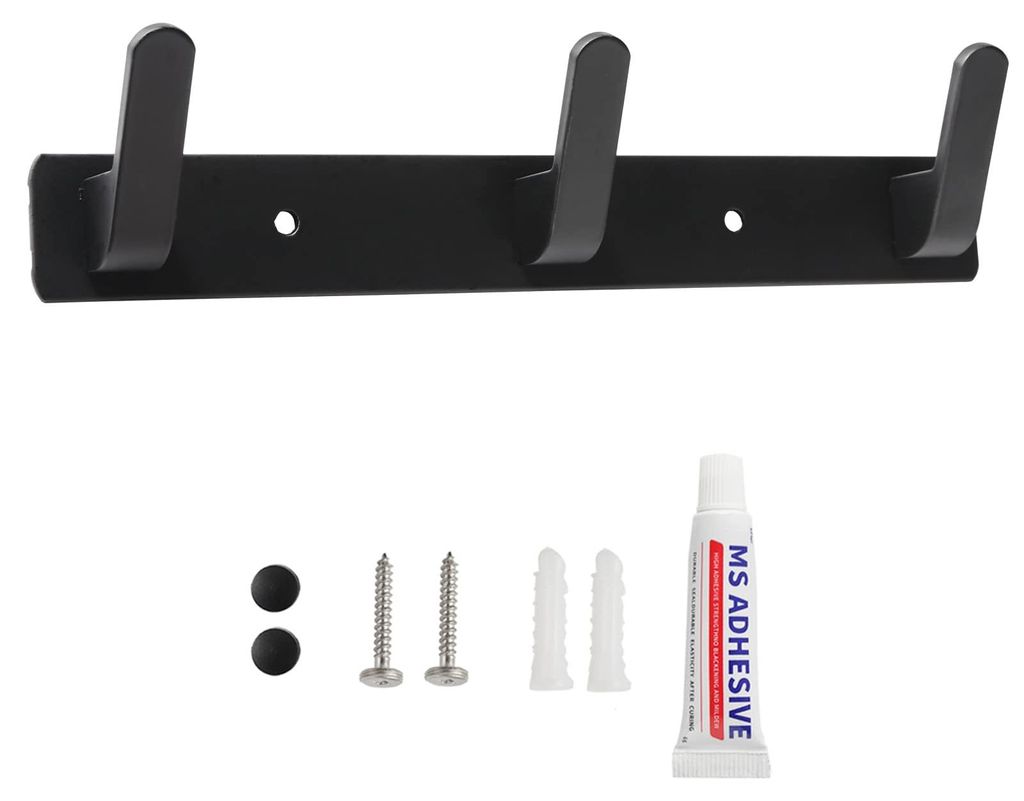 Kleiderhaken, Garderobenständer, Wand- und Türhaken, Garderobenständer, Handtuchhaken aus Aluminium, Wandgarderobe für Küche und Bad (3 Haken)