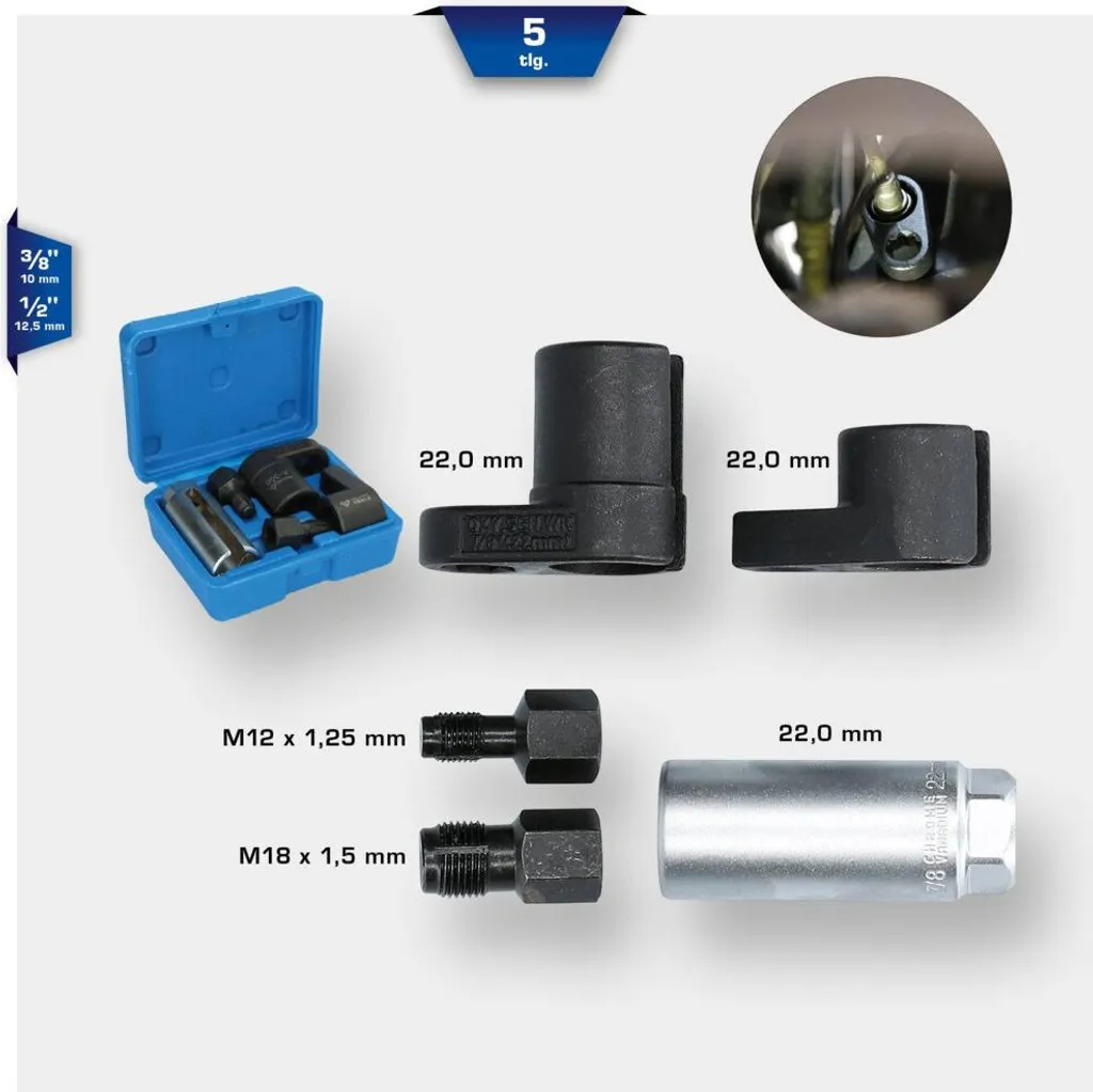 Coffret de douilles spéciales pour sonde lambda et capteur oxygène 5 pcs