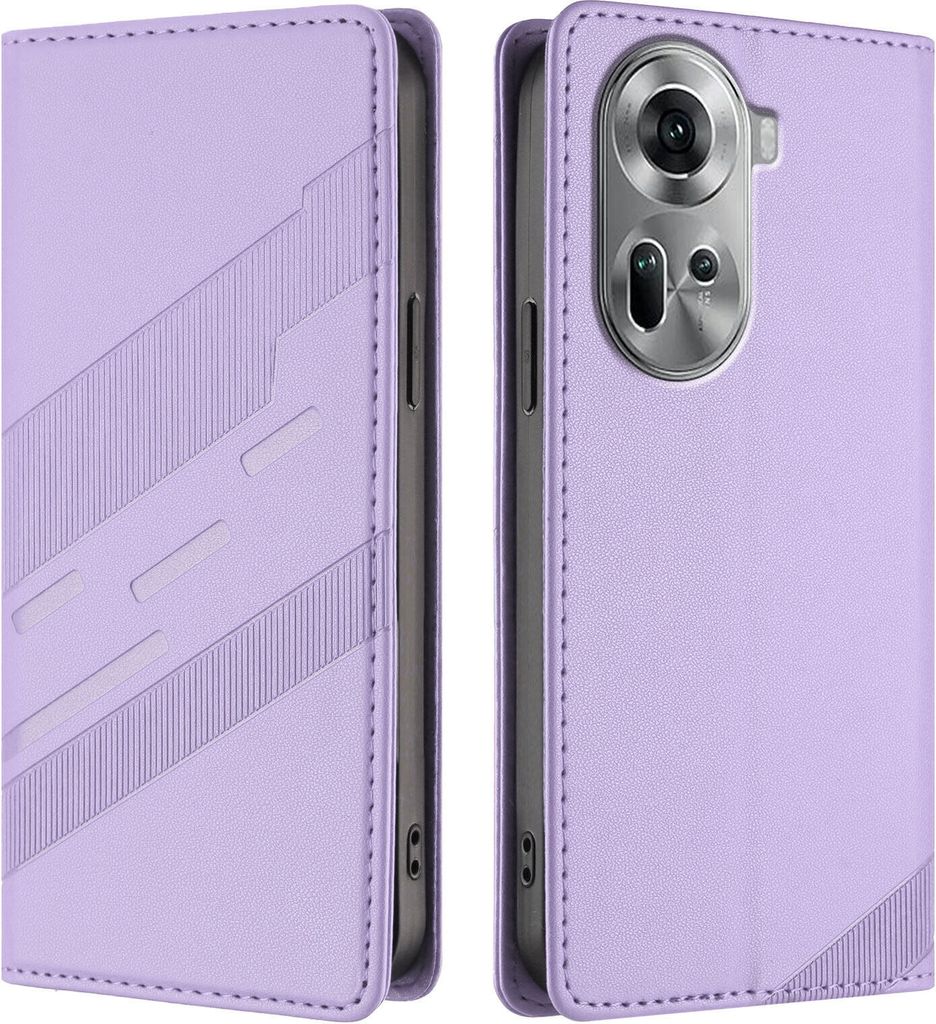 Hülle für Oppo Reno11 5G, Kunstleder Brieftaschen Handyhülle mit Kartenfach und Standfunktion Violett