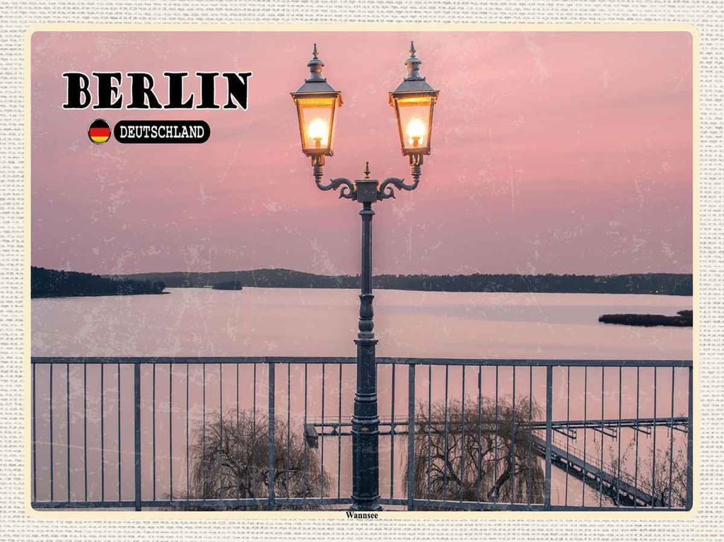vianmo Holzschild 30x40 cm Berlin Hauptstadt Wannsee Bildmotiv Reisemotiv Straße Stadt
