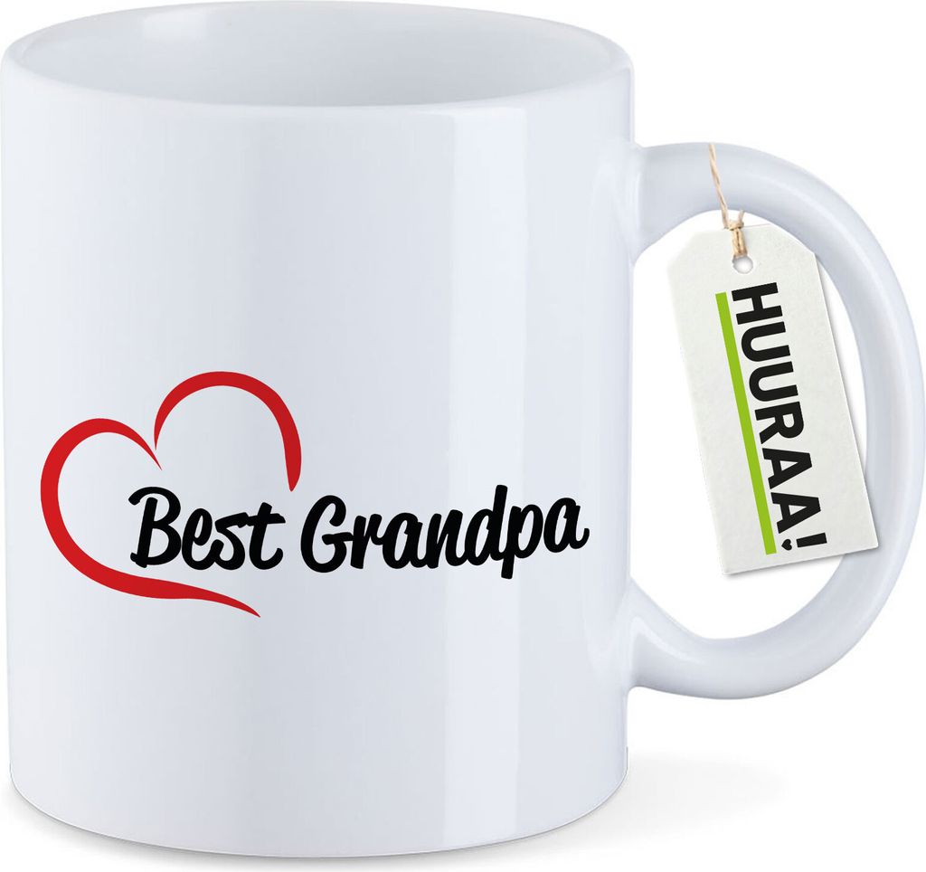 Huuraa Kaffeetasse Best Grandpa Heart 330ml Weiß Keramik Kaffeebecher Geschenkidee